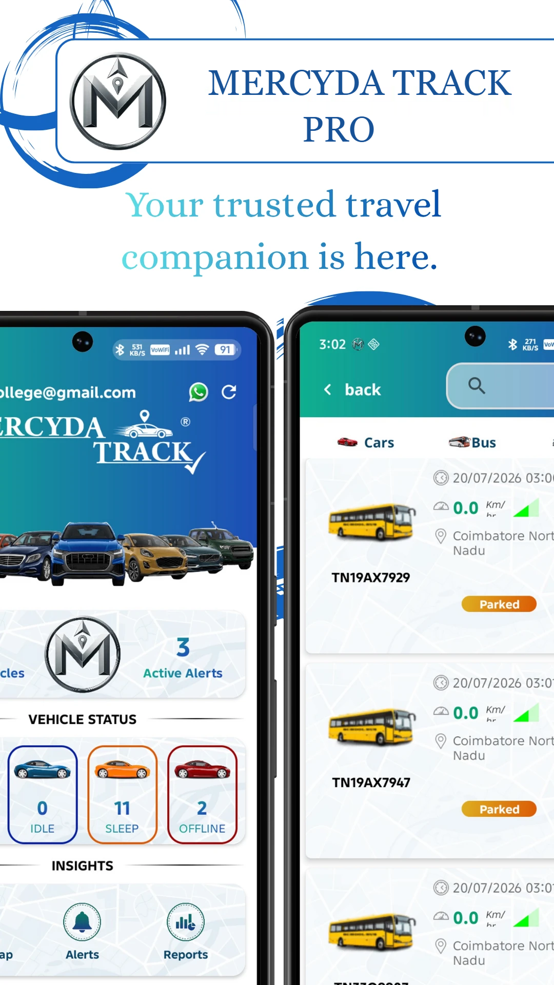 Mercyda Track on Android – Dashboard