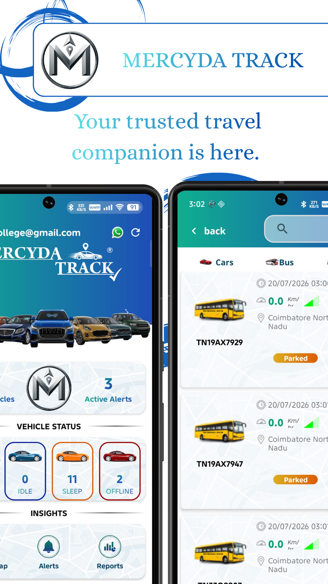 Mercyda Track on Android – Dashboard