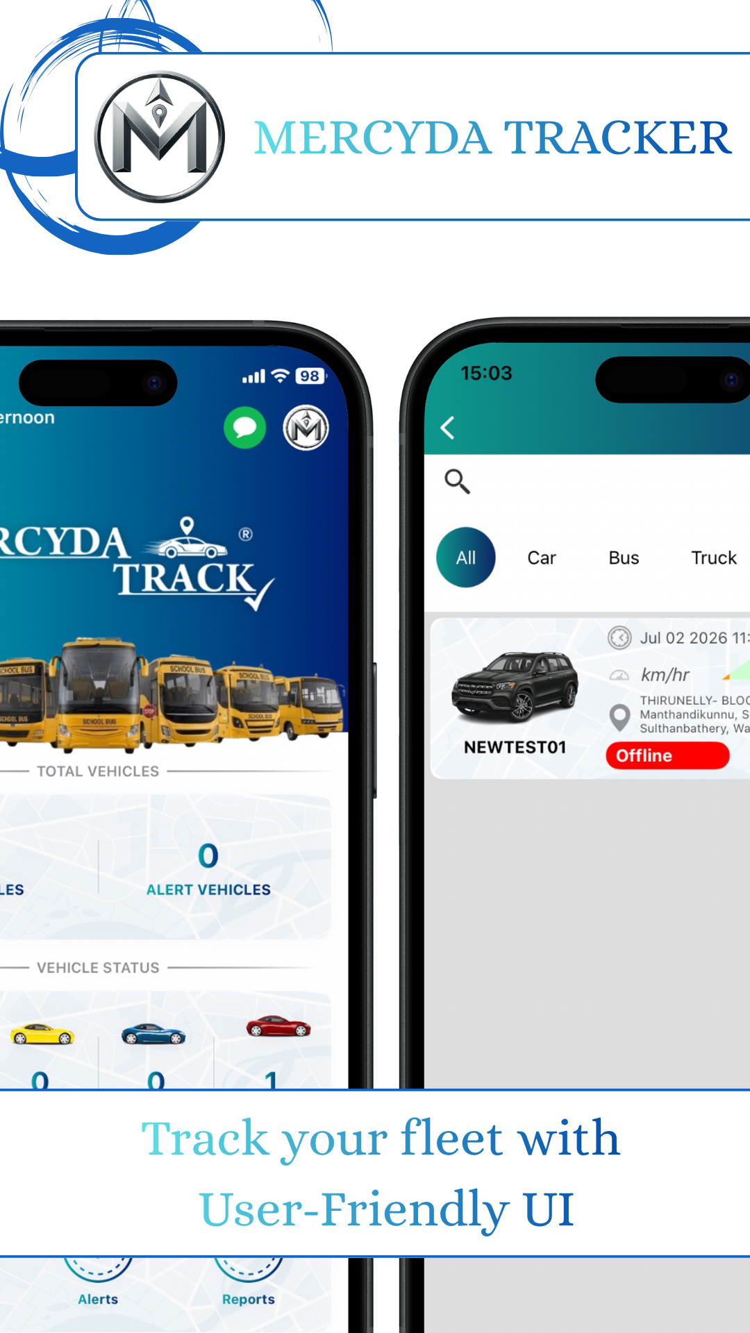 Mercyda Track on iOS – Dashboard
